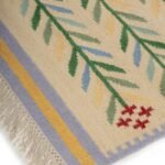 Handwoven Wool Kilim Area Rug with Floral Vine Border – Living Room & Bedroom Rug view 8