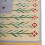 Handwoven Wool Kilim Area Rug with Floral Vine Border – Living Room & Bedroom Rug view 7