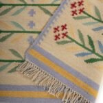 Handwoven Wool Kilim Area Rug with Floral Vine Border – Living Room & Bedroom Rug view 6
