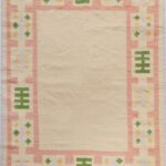 Cotton Wool Rug with Geometric Border – Cozy Bedroom Area Rug, Wool Area Rug for Living Room view 6