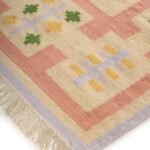 Cotton Wool Rug with Geometric Border – Cozy Bedroom Area Rug, Wool Area Rug for Living Room view 5