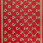 Handwoven Red and Green Wool Flatweave Area Rug, Vintage Folk Art Geometric Star Kilim, Maximalist Cotton Wool Dhurrie view 1