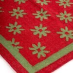 Handwoven Red and Green Wool Flatweave Area Rug, Vintage Folk Art Geometric Star Kilim, Maximalist Cotton Wool Dhurrie view 5