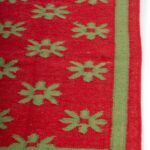 Handwoven Red and Green Wool Flatweave Area Rug, Vintage Folk Art Geometric Star Kilim, Maximalist Cotton Wool Dhurrie view 4