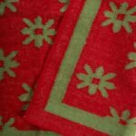 Handwoven Red and Green Wool Flatweave Area Rug, Vintage Folk Art Geometric Star Kilim, Maximalist Cotton Wool Dhurrie view 3