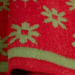 Handwoven Red and Green Wool Flatweave Area Rug, Vintage Folk Art Geometric Star Kilim, Maximalist Cotton Wool Dhurrie view 2