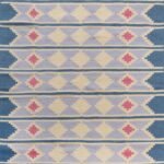 Navajo Inspired Blue Wool Kilim Area Rug – Rectangular Southwestern Flatweave for Living Room & Nursery view 1