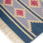 Navajo Inspired Blue Wool Kilim Area Rug – Rectangular Southwestern Flatweave for Living Room & Nursery view 11