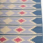 Navajo Inspired Blue Wool Kilim Area Rug – Rectangular Southwestern Flatweave for Living Room & Nursery view 10