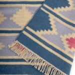 Navajo Inspired Blue Wool Kilim Area Rug – Rectangular Southwestern Flatweave for Living Room & Nursery view 8
