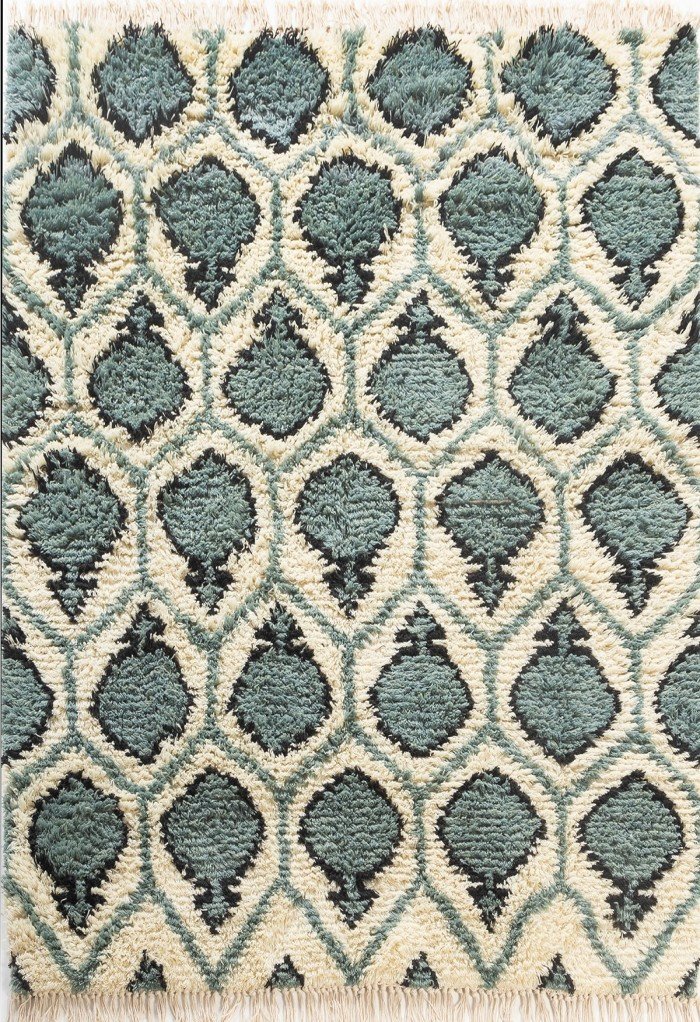 Handmade Moroccan Berber Wool Rug, Geometric Shaggy Area Rug, Large Area Rug for Cozy Bedroom Decor