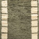 Moroccan Wool Rug 5×8, Olive Green Checkered Border Shag Carpet for Living Room, Bedroom view 6
