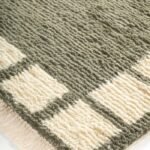 Moroccan Wool Rug 5×8, Olive Green Checkered Border Shag Carpet for Living Room, Bedroom view 5