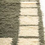 Moroccan Wool Rug 5×8, Olive Green Checkered Border Shag Carpet for Living Room, Bedroom view 4