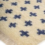 Handmade Moroccan Wool Rug – Navy Blue & Cream Swiss Cross Carpet for Living Room & Bedroom view 4