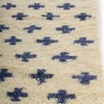 Handmade Moroccan Wool Rug – Navy Blue & Cream Swiss Cross Carpet for Living Room & Bedroom view 3