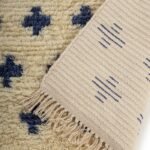 Handmade Moroccan Wool Rug – Navy Blue & Cream Swiss Cross Carpet for Living Room & Bedroom view 2