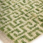 Handmade Moroccan Berber Wool Rug, Geometric Shaggy Area Rug, Green Line Carpet, Pastel Green & Cream Shaggy Carpet view 5