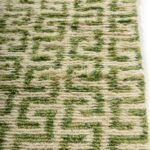 Handmade Moroccan Berber Wool Rug, Geometric Shaggy Area Rug, Green Line Carpet, Pastel Green & Cream Shaggy Carpet view 4