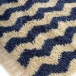 Handmade Moroccan Berber Wool Rug, Geometric Zigzag Shaggy Area Rug, Blue Boho Carpet view 5