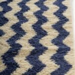 Handmade Moroccan Berber Wool Rug, Geometric Zigzag Shaggy Area Rug, Blue Boho Carpet view 4