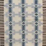 Handwoven Blue Southwestern Wool Flatweave Area Rug, Geometric Aztec Cross Kilim with Fringe, Coastal Boho Cotton Wool Dhurrie view 6
