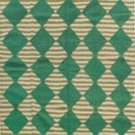 Green and Cream Diamond Pattern Flat Weave Rug, Modern Maximalist Harlequin Kilim Area Rug, Geometric Wool Blend Accent Rug view 6