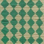 Green and Cream Diamond Pattern Flat Weave Rug, Modern Maximalist Harlequin Kilim Area Rug, Geometric Wool Blend Accent Rug view 1