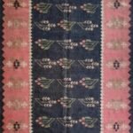 Traditional Tribal Wool Jute Area Rug with Decorative Border, Living Room & Bedroom Rug view 1