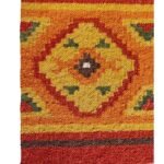 Multicolor Geometric Cotton Wool Rug – Boho Bedroom Area Rug, Kilim Style Striped Area Rug – Orange & Red Geometric Wool Rug view 5