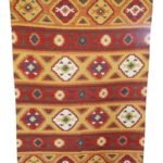 Multicolor Geometric Cotton Wool Rug – Boho Bedroom Area Rug, Kilim Style Striped Area Rug – Orange & Red Geometric Wool Rug view 3