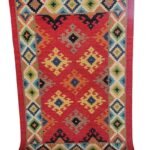 Geometric Southwestern Red Wool Area Rug – Colorful Cabin Living Room Decor, Wool Area Rug for Living Room view 6