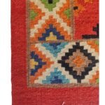 Geometric Southwestern Red Wool Area Rug – Colorful Cabin Living Room Decor, Wool Area Rug for Living Room view 5