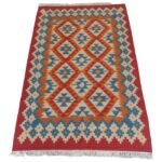 Bohemian Kilim Style Flatweave Rectangular Wool Rug, Colorful Geometric Diamond Area Rug for Dining Room view 6