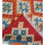 Bohemian Kilim Style Flatweave Rectangular Wool Rug, Colorful Geometric Diamond Area Rug for Dining Room view 2