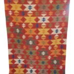 Multicolor Kilim Style Cotton Wool Rug – Boho Rectangular Bedroom Area Rug, Kilim Area Rug for Dining Room view 6