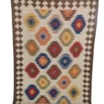 Multicolor Diamond Cotton Wool Rug – Boho Beige Bedroom Area Rug, Geometric Neutral Wool Area Rug view 6