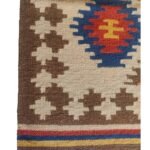 Multicolor Diamond Cotton Wool Rug – Boho Beige Bedroom Area Rug, Geometric Neutral Wool Area Rug view 4
