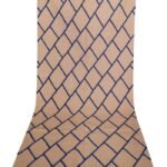 Modern Geometric Lattice Rectangular Wool Area Rug, Beige/Blue Bedroom Area Rug, Grid Pattern for Living Room view 4