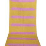 Yellow and Pink Striped Wool Kilim Rug | Geometric Flatweave Area Rug for Living Room & Nursery | Boho Home Decor view 6