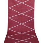 Minimalist Diamond Rectangular Wool Rug, Red Geometric Wool Area Rug, Modern Zig-Zag Bedroom Area Rug view 6