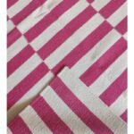 Pink Striped Wool Kilim Rug, Geometric Flatweave Area Rug for Nursery, Kids Room & Bedroom, Modern Preppy Decor view 2