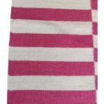 Pink Striped Wool Kilim Rug, Geometric Flatweave Area Rug for Nursery, Kids Room & Bedroom, Modern Preppy Decor view 4