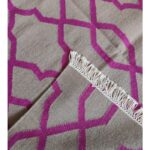Neutral Beige and Pink Moroccan Geometric Wool Area Rug for Living Room, Cotton Wool Blend Rug for Girls Room view 2