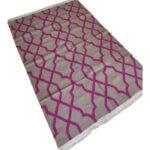 Neutral Beige and Pink Moroccan Geometric Wool Area Rug for Living Room, Cotton Wool Blend Rug for Girls Room view 5