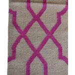 Neutral Beige and Pink Moroccan Geometric Wool Area Rug for Living Room, Cotton Wool Blend Rug for Girls Room view 4