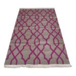 Neutral Beige and Pink Moroccan Geometric Wool Area Rug for Living Room, Cotton Wool Blend Rug for Girls Room view 3