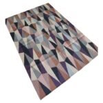 Handwoven Triangle Pattern Kilim Rug, 100% Wool Flatweave Area Rug, Contemporary Earth Tone Decor for Office & Lounge view 5