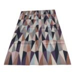 Handwoven Triangle Pattern Kilim Rug, 100% Wool Flatweave Area Rug, Contemporary Earth Tone Decor for Office & Lounge view 3