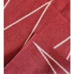 Minimalist Diamond Rectangular Wool Rug, Red Geometric Wool Area Rug, Modern Zig-Zag Bedroom Area Rug view 2